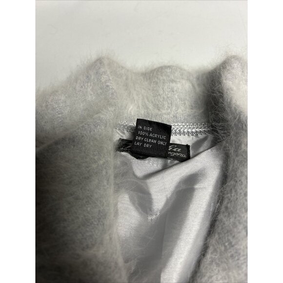 Venesha Angora Super Soft Cardigan Sweater Gray With Applique Flowers Size S - Picture 4 of 9